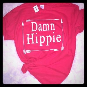 Damn hippie tee shirt red or black various size
